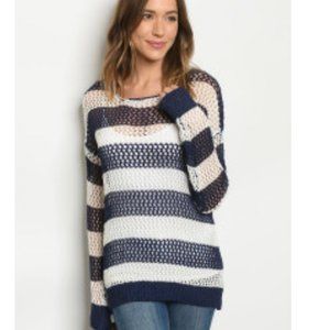 Ivory Navy Sweater NEW S/M, M/L